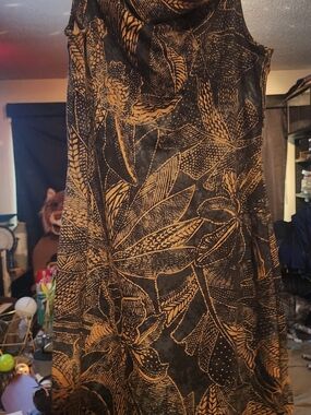Ralph Lauren Green Sleevless Dress with Tan Botanical Print